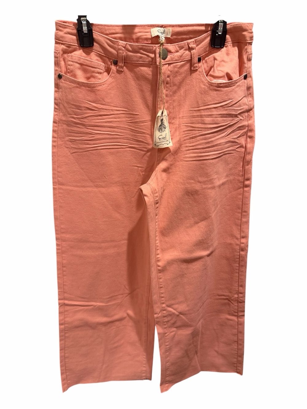 Women's Wide Leg Jeans in Coral Pink